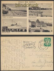 Danzig sw-AK Gruss aus Zoppot vier Ansichten 1938 (d8476)