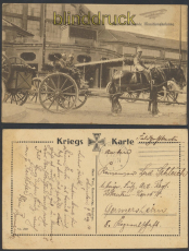Ausmarschierende Munitionskolonne sw-AK mit Doppeldecker Feldpost 1914 (d8483)