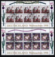 Bund Mi # 2023/24 Sonderstempel kplt. 10er-Bogen Weihnachten 1998 (52242)