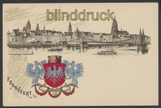 Frankfurt a/M farb-AK Mainansicht mit Wappen ungebraucht (d8436)