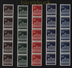 Bund Mi #  506/10 R postfrisch Brandenburger Tor 5er-Streifen mit Nummer (52592)