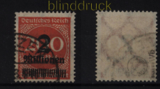 dt. Reich Mi # 309 A W b Aufdruckmarke gestempelt geprft Bauer BPP (52834)