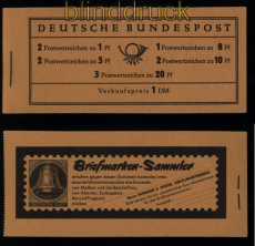 Bund Markenheftchen Mi #   4 Y II postfrisch Heuss (52888)