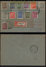 SBZ Mi # 126/37 X auf Satz-R-Brief Leipzig 27.3.1946 Wasserzeichen X (52913)