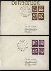Bund Mi #  348 x, 349 x, 352 x und 355x als 4er-Blcke jeweils auf FDC (52976)