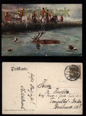 Jagdszene farb-AK Knstlerkarte Ludwig Fromme Greetsiel 1910 nach Berlin (d8533)