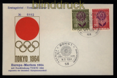 Bund Mi #  445/46 Europa 1964 auf FDC mit Lochung TOKYO 1964 Olympiade (52789)