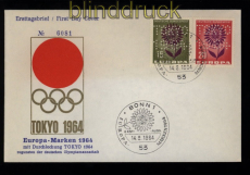 Bund Mi #  445/46 Europa 1964 auf FDC mit Lochung TOKYO 1964 Olympiade (52792)