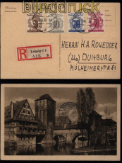 SBZ Mi # 138, 143, 146 und 148 MiF R-Postkarte Leipzig 31.3.1946 (52998)