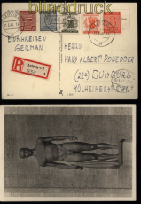 SBZ Mi # 142 und 147 MiF R-Postkarte Leipzig 31.3.1946 Letzttag (52999)