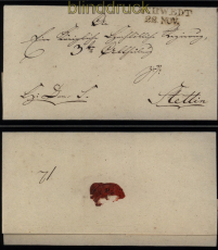 Vorphila-Briefhlle Schwedt 22. Nov. nach Stettin ohne Inhalt (53048)