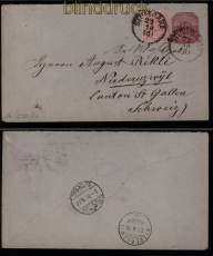 Wrttemberg GSU U 30 X mit Zusatzfrankatur 1876 in die Schweiz (53050)