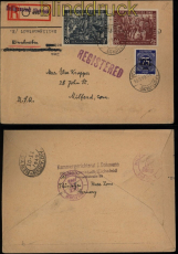 SBZ MI # 240/41 mit # 210 MiF Auslands-R-Brief Heiligenstadt - USA 1949 (53065)
