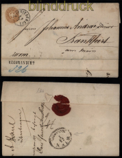 sterreich Mi #   34 EF Auslands-R-Brief Neutitschein 12.7.1866 Frankfurt(53073)