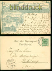 Bad Drrheim sw-AK Gruss aus ..... 5 Ansichten 1898 nach Heidelberg (d8554)