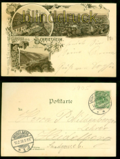 Schriesheim sw-Litho-AK Gruss aus ..... 3 Ansichten 1898 nach Heidelberg (d8709)