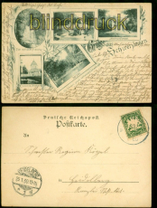 Schwetzingen sw-AK Gruss aus .... 5 Ansichten 1900 nach Heidelberg (d8712)