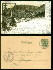 Urach sw-Litho-AK Gruss aus ..... 2 Ansichten 1898 nach Esslingen (d8719)