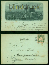 Ansbach Mondschein-AK Gesamtansicht 1898 nach Kirchheimbolanden (d8731)