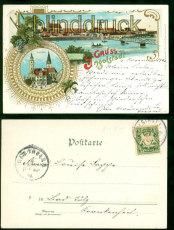 Ingolstadt Litho-AK Gruss aus .... 2 Ansichten 1901 nach Bad Tlz (d8746)