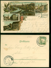 Landshut Litho-AK Gruss aus .... 4 Ansichten 1901 nach Neustadt (d8750)