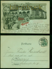 M�nchen Mondschein-AK Gruss aus ... Hofbr�uhaus 1902 aus Greiz n Leipzig (d8753)