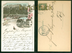 Mittenwald sw-AK Gruss aus ....  zwei Ansichten 1896 nach Tlz (d8795)