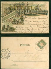 Nrnberg Litho-AK Gruss aus der Bayrischen Landesausstellung 1896 n Landau(d8807