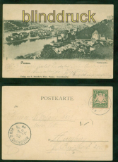 Passau sw-AK Totalansicht 1899 nach Augsburg (d8837)