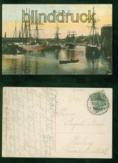 Hamburg Harburg a. E. farb-AK Alter Hafen Ortspostkarte 1910 (d8963)