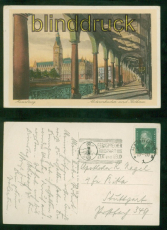 Hamburg farb-AK Alsterarkaden mit Rathaus 1930 nach Stuttgart (d8967)