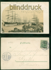 Hamburg Litho-AK Hafen mit Segelschiffen 1903 nach Gotha (d9000)