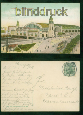 Hamburg farb-AK Hauptbahnhof 1909 nach Varel (d9004)