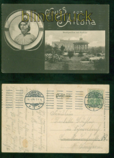 Hamburg Altona sw-AK Gruss aus Altona Musikpavillon und Rathaus 1909 (d9007)