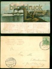 Cuxhaven Nordseebad farb-AK Hafen mit Lied alte Liebe 1903 n Westerstede(d9181