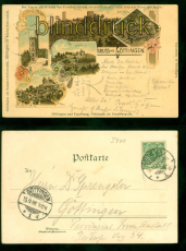 Gttingen Litho-AK Gruss aus .... fnf Ansichten 1898 Ortspostkarte Gtti(d9205)