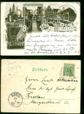 Hildesheim Litho-AK Gruss aus .... fnf Ansichten 1896 nach Breslau (d9258)
