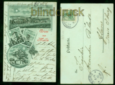 Melle Mondschein-AK Gruss aus .... vier Ansichten 1902 nach Iburg d9281)