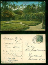 Neuenburg farb-AK Jacobs Garten Bahnpost 1916 nach Dsseldorf (d9284)