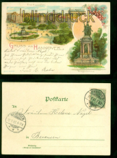 Hannover Litho-AK Gruss aus .... zwei Ansichten 1901 nach Bremen (d9228)