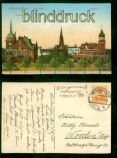 Wilhelmshaven farb-AK Rathaus, Kirche und Reichspost 1918 nach Norden (d9297)
