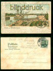 Wilhelmshaven Litho-AK Gruss aus .... Neuer Hafen 1908 nach Hildburghause (d9306