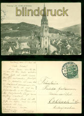 Freiburg i. Br. sw-AK mit Blick auf Schlossberg 1912 nach Volkach (d8562)