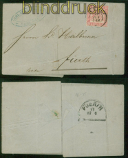 Baden Mi # 18 EF Kehl 22. Juni 1868 nach Frth (53238)