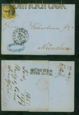 Thurn & Taxis Mi # 10 EF aus Frankfurt 1857 # Stempel 220 nach M�nchen (53275)