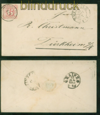 Thurn & Taxis Mi # 22 EF aus Eltville 1861 # Stempel 174 nach Drkheim (53288)