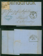 Thurn & Taxis Mi # 54 EF aus Mainz # Stempel 134 nach Frth (53294)