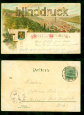 Heidelberg Litho-AK Gruss aus ..... Gesamtansicht 1898 nach Hornbach (d8594)