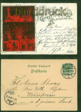 Heidelberg AK Gruss aus .....  Schloss mit Feuerwerk 1898 nach Weinheim (d8599)