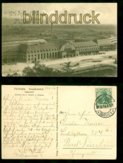 Karlsruhe sw-AK Hauptbahnhof und beste Wnsche zum neuen Jahr 1914 (d8633)